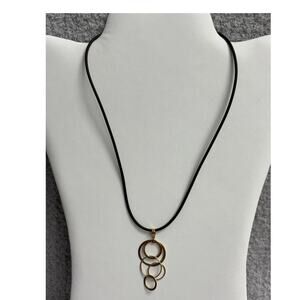 NABCO 14K Yellow Gold Interlocking Circles Pendant Necklace 18" #63540